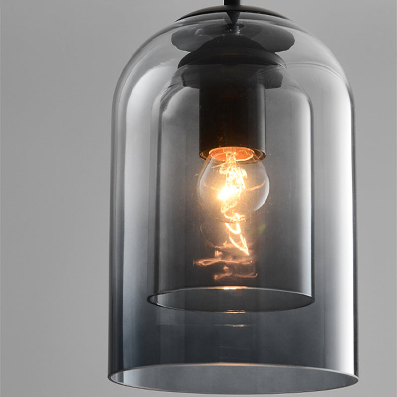 Taklampa i vintageglas - dubbel metallfinish