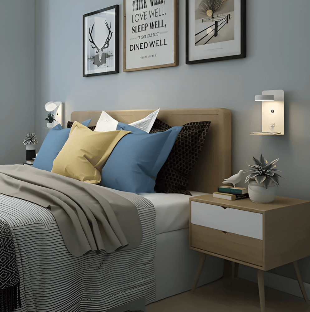 Lámpara de pared Led con estante y puerto USB - Diseño moderno y función 2 en 1