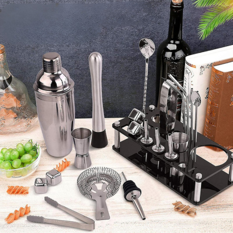 Kit de Bartender Completo – 23 Peças para Cocktails Caseiros ou Profissionais