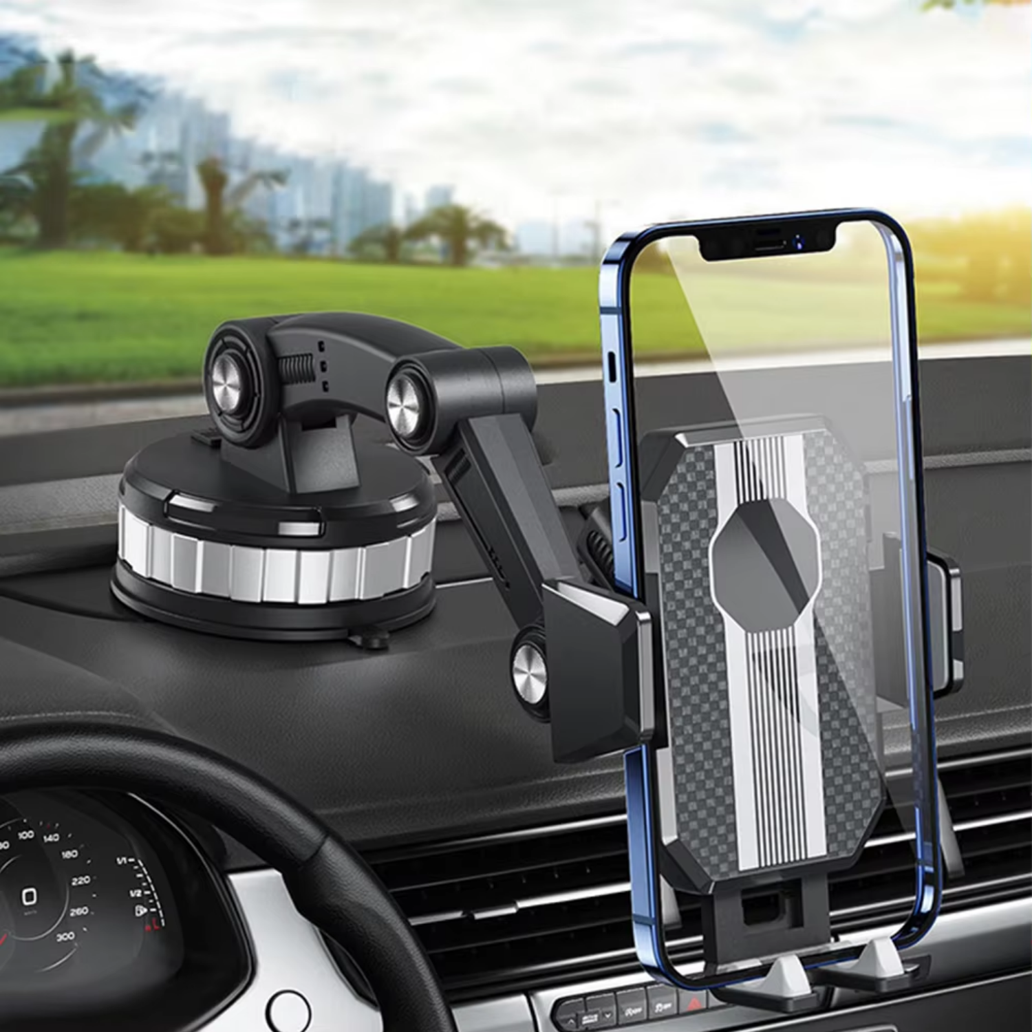 Suporte para Smartphone de Carro Rotativo 360° — Rotação Completa e Estabilidade Máxima 
