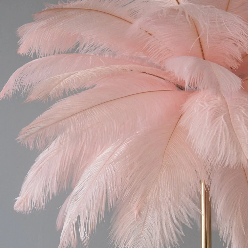 Lampada da Tavolo con Piume Dorate Art Déco – Decorazione Lussuosa e Originale 