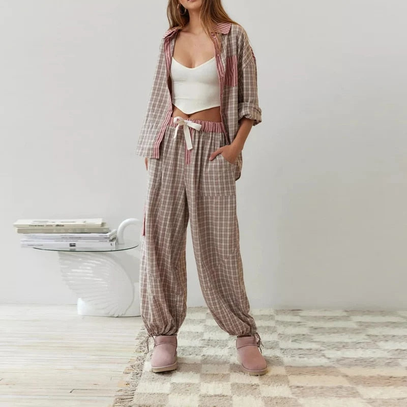 Charlotte | Chic Kényelmes Pizsama Csíkos és Kockás 