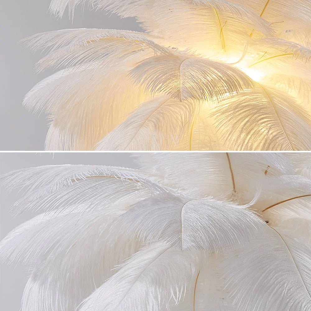Lampada da Tavolo con Piume Dorate Art Déco – Decorazione Lussuosa e Originale 