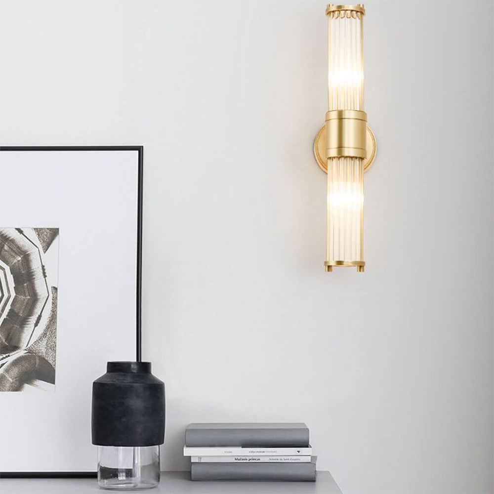 Moderní válcové nástěnné svítidlo - Style Moderne Doré En Métal Et Verre