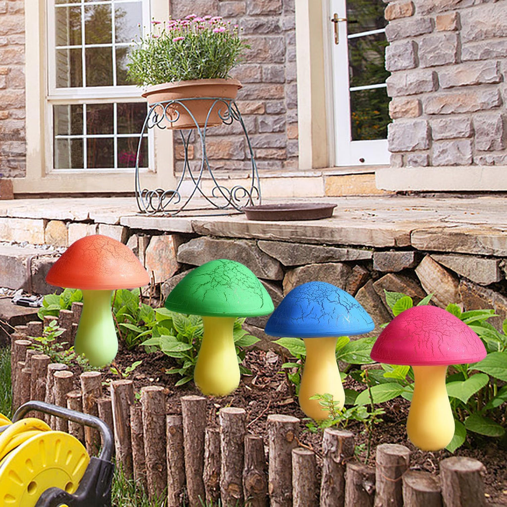 Zonne-lichtset voor de tuin — Decoratieve lichtgevende paddenstoelen 