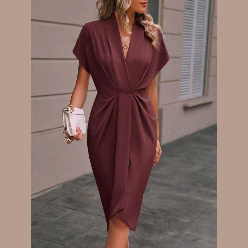 Nadia | Rochie Midi Încrucișată – Elegantă și Feminină 