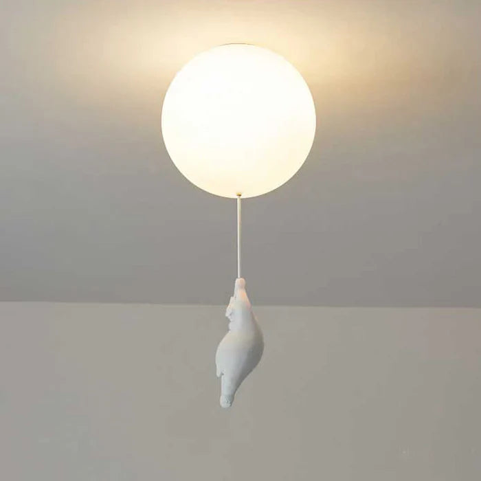 Taklampa Barn — Hängande Björnar Med Ljusande Ballonger 