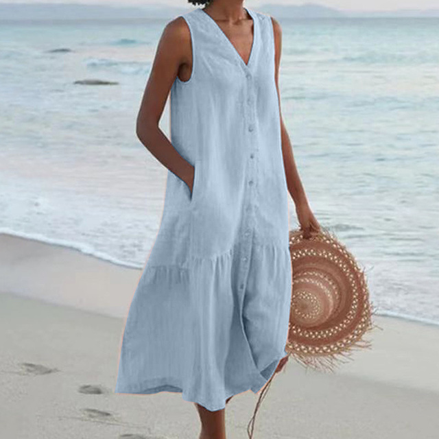 Sandrine | Lätt sommarklänning – Elegans och V-ringning 
