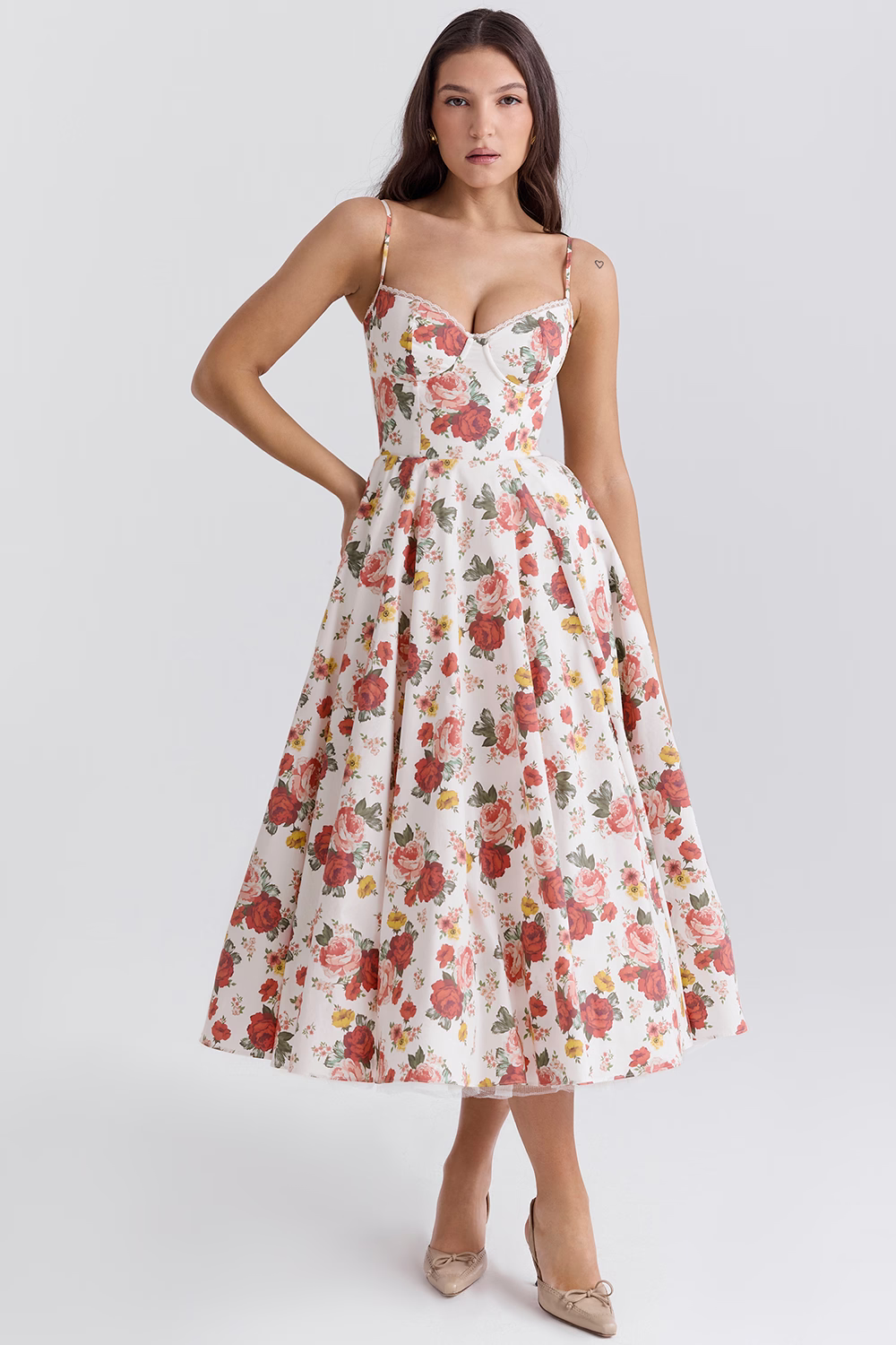 Lory | Rochie Midi cu Bretele – Glamour Clasic și Ușurință 