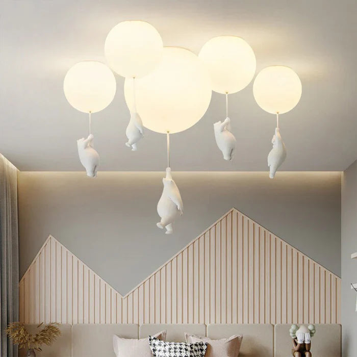 Lampadario Bambini — Orsetti Appesi A Palloni Luminosi 