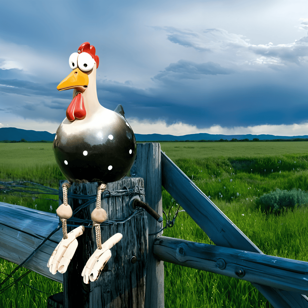 Nagyszemű kakas szobor - Eredeti dekoráció és vicces részletek