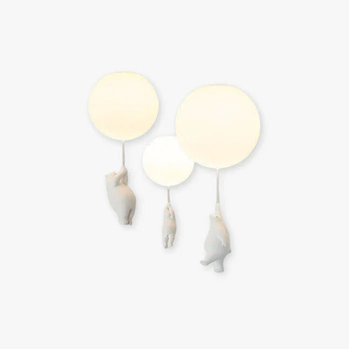 Taklampa Barn — Hängande Björnar Med Ljusande Ballonger 